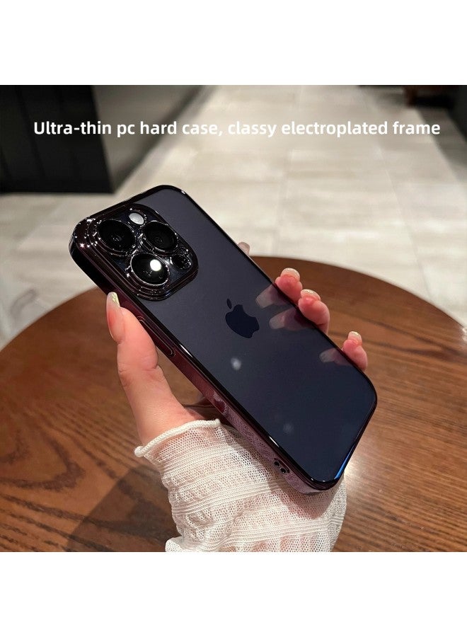 Suitable For IPhone16promax Plating Transparent Mobile Phone Case Apple 14 Comes With Lens Film Anti-drop Protective Cover 13-Color:Titanium Original Color-Applicable Models:iPhone14plus