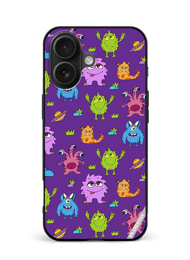 VR CREATIVE Protective Case Cover For Apple iPhone 16 Plus Monsters Cartoon Design Multicolour
