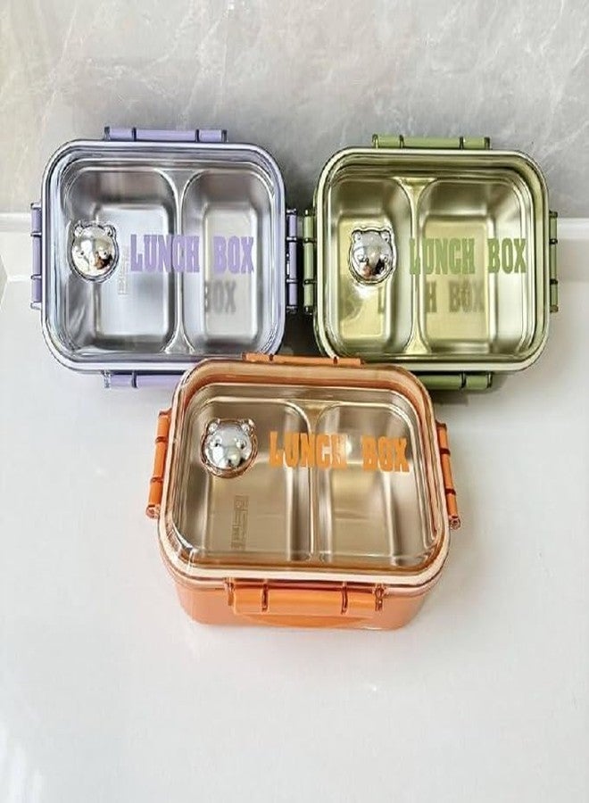 SADMAX Stainless Steel Lunch Box with Leak Resistant Lock Lid | Tiffin Box with Divider for Roti Rice Sabzi | Food Storage Container for Kids School Office Adults - Image 3