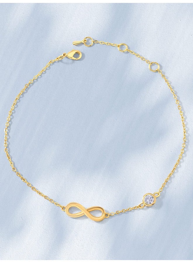 مينوتيا MINUTIAE خلخال على شكل لانهائي مع قطع من الماس الكريستالي المنفرد من Painjan Payal سلسلة ساق مجوهرات للقدم للنساء والفتيات (ذهبي) - Image 4