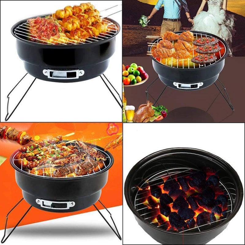 AMULAKH AMULAKH Portable Round Folding Barbeque Grill Charcoal BBQ Grill Lightweight Small Picnic BBQ Table with Cooler Carry Bag Easy to Clean - Image 3