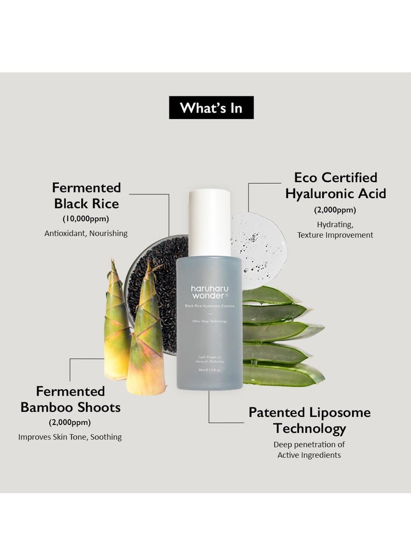 HARUHARU [Haruharu Wonder] Black Rice Hyaluronic Essence 1.6 fl oz (50ml) Fermented Black Rice Hydrating Facial Serum  - Image 3