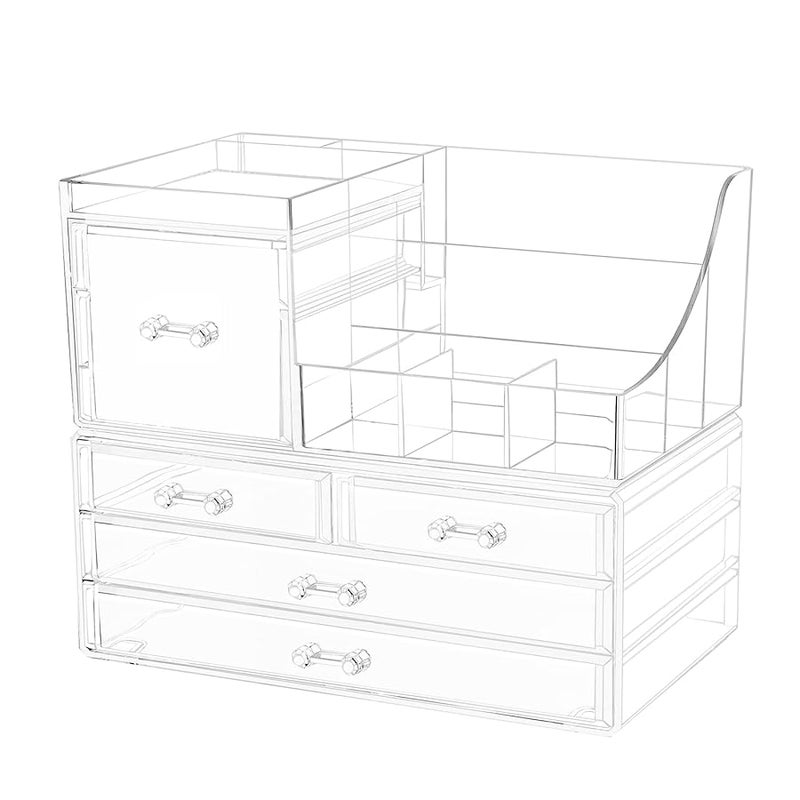 Cq acrylic 2 Pack Clear Make up Organizer CountertopStackable 5 Drawers Makeup StorageCute Vanity Organizers for dresser Hair ClipJewelryBeauty Product Desk and Bathroom Organizers and Storage - Image 1