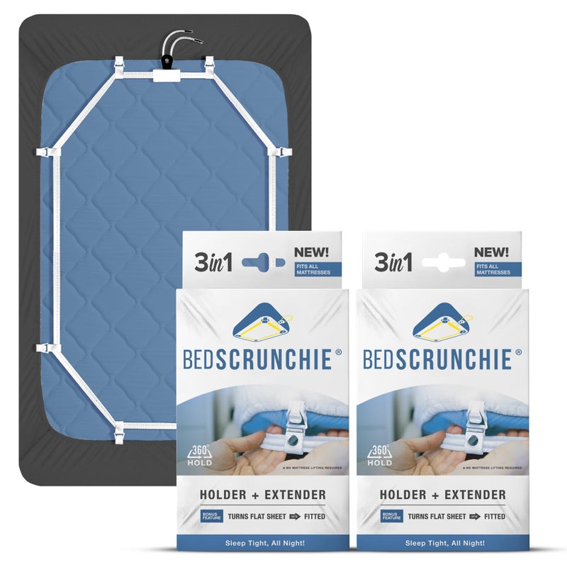 BED SCRUNCHIE Sheet Holder Straps Heavy Duty Gripper Clips Strengthened Parachute Cord 360 Degree Bed Sheet Tightener 2 Pack