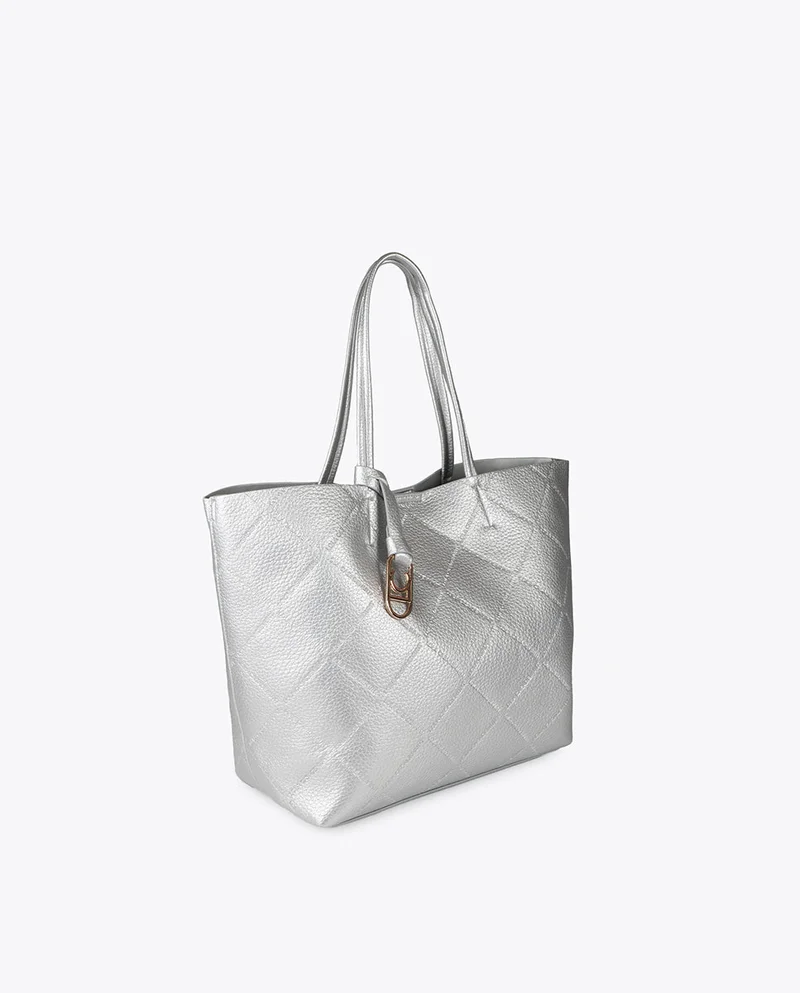 Lola Casademunt Faux Leather Monogram Shopper with Oval Logo Charm