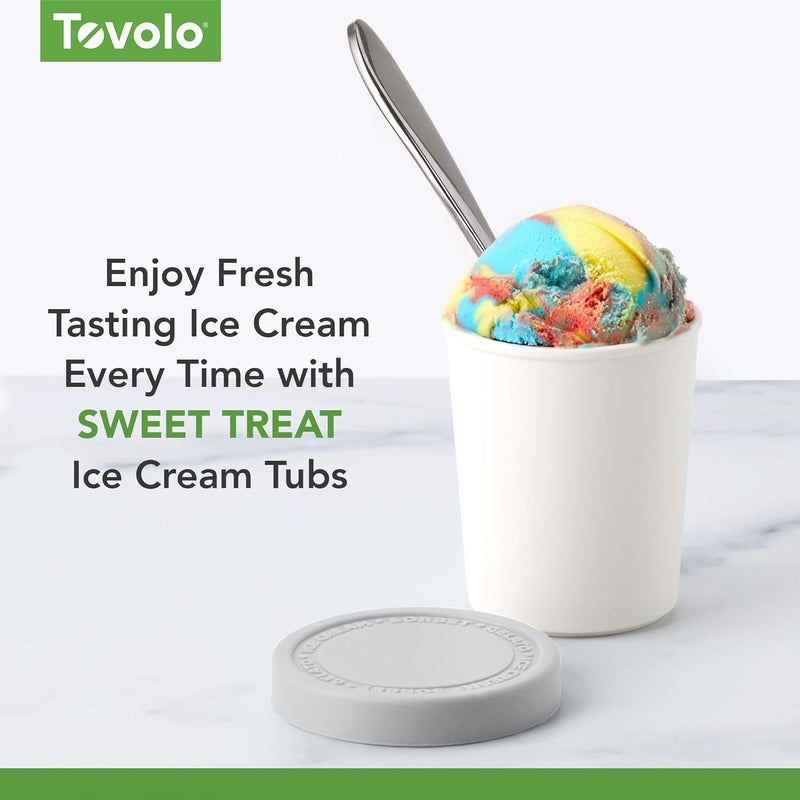 Tovolo وعاء الآيس كريم القابل لإعادة الاستخدام للحلويات، مجموعة ألوان متنوعة من 4-6 أونصات حاويات تخزين قابلة للتكديس مع أغطية سيليكون للفريزر - خالية من BPA وآمنة في غسالة الصحون - Image 2