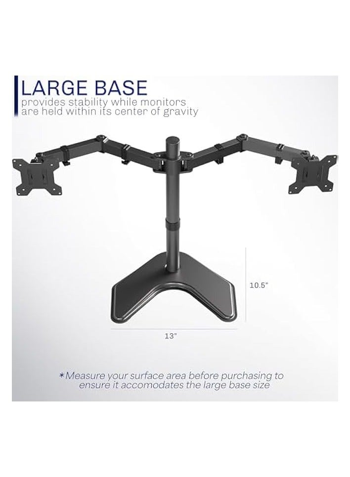 PROMASS STAND-V002F Dual LED LCD Monitor Free-Standing Desk Stand for 2 Screens up to 27 Inch Heavy-Duty Fully Adjustable Arms with Max VESA - Image 5