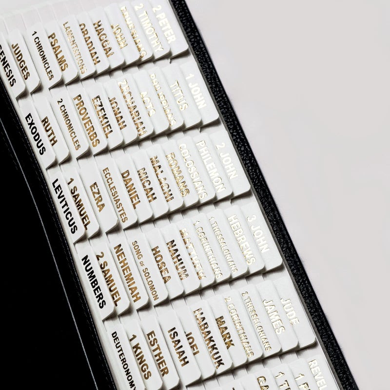 UPAFEXXI-Leather Bible Tabs, Bible Tabs for Women and Men(Gold Foil Lettering) Large Print Stickers, Easy to Read and Apply, 80 Chapters Labels for Easy Navigation(White) - Image 1