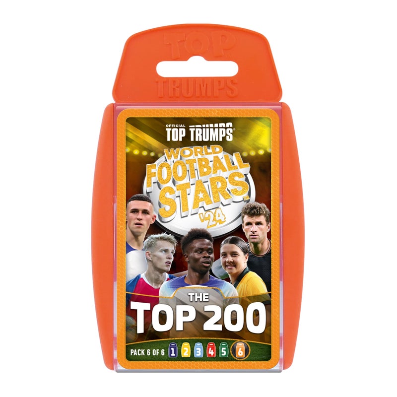توب ترامبس Top Trumps World Football Stars Top 200 Card Game - Pack no. 6, Virgil Van Dijk, Thomas Muller, Saka and Odegaard Dedicated Deck Playing Card Game - Collect All Packs - Image 1