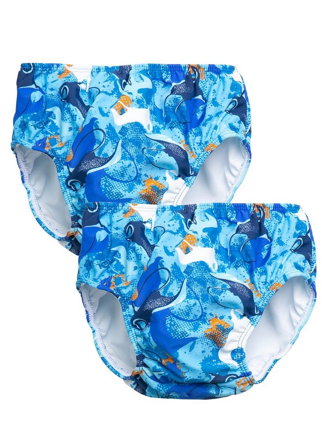 SunBusters Sunwear SunBusters Sunwear SunBusters Boy's Reusable Swim Diaper 2 Pack, Ocean Manta Ray, 3T  - Image 1