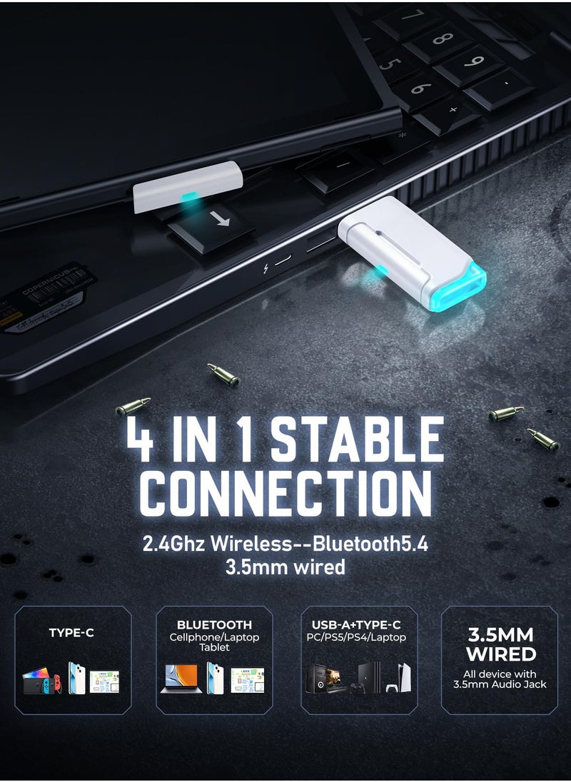 بيكن - سماعة الألعاب اللاسلكية PICUN G2 RGB، صوت محيطي 7.1، سماعات ألعاب USB 2.4 جيجا هرتز مع ميكروفون إلغاء الضوضاء ENC Bluetooth، سماعة رأس لاسلكية للكمبيوتر الشخصي PS5 PS4 Mac Switch - Image 1