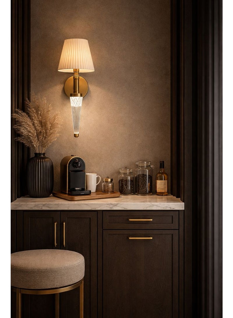 Luxury GOLD wall light, thirty centimeters length, crafted from metal and acrylic, featuring three LED lights in elegant classic modern design - Image 1