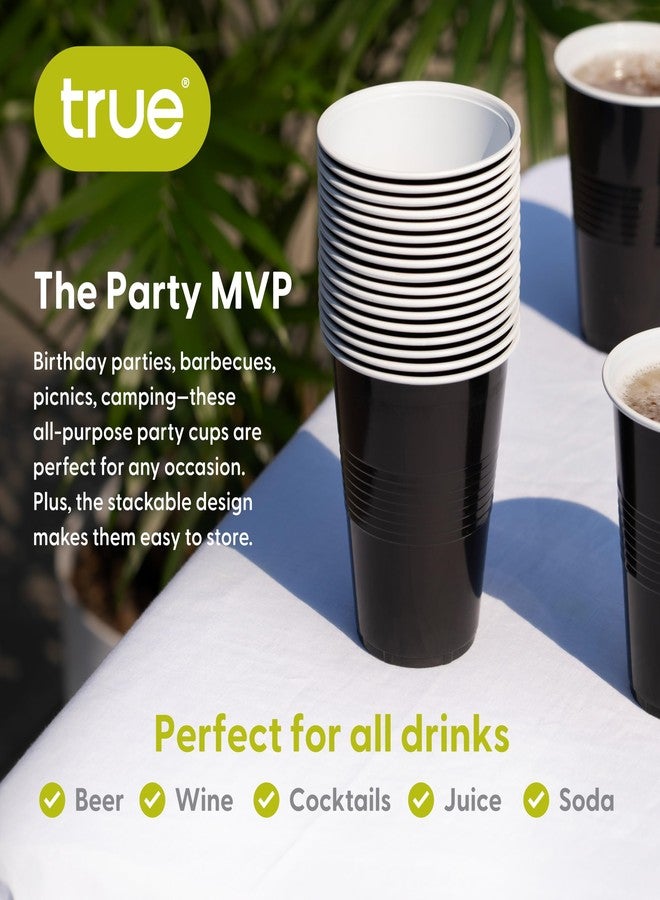 True Black 16oz Plastic Cups for Party, Disposable Drinking Cups Plastic Disposable Cups for Party, Beer Pong Cups, Black Plastic Cups, Set of 50 - Image 4