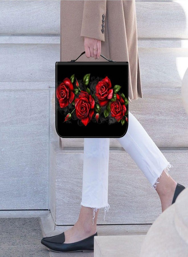Mxfdegf Bible Case with Zippered Pocket, PU Leather, Red Roses Flowers, 10x7.5x1.9 in, for Standard & Large Size Study Bibles - Image 5