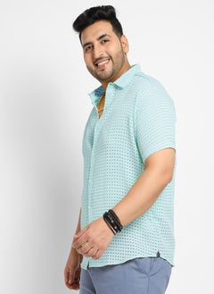 Instafab Plus Men's Light Blue See-Through Square Shirt  - Image 3