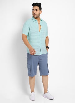 Instafab Plus Men's Light Blue See-Through Square Shirt  - Image 5