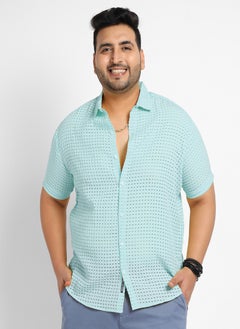Instafab Plus Men's Light Blue See-Through Square Shirt  - Image 2