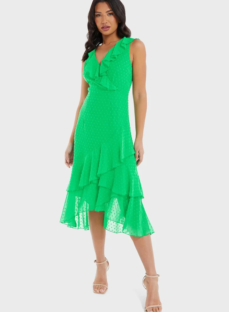 QUIZ Ruffle Detail High Low Dress