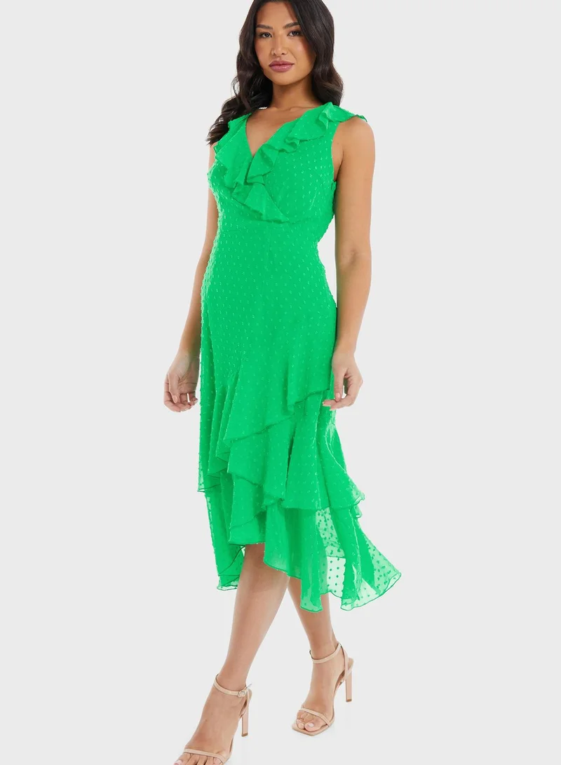 QUIZ Ruffle Detail High Low Dress