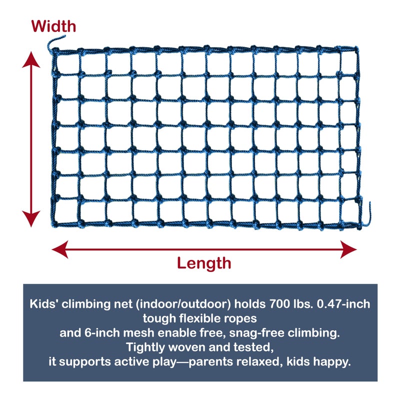 ANDEREW Upgraded Kids' Polyester Climbing Net, 8 Sizes, Heavy-Duty & Exquisite, Ideal for Indoor/Outdoor Playscapes - Treehouse, Gym, Balcony - Enhanced Safety (Navy Blue, 3ft x 6ft) - Image 2