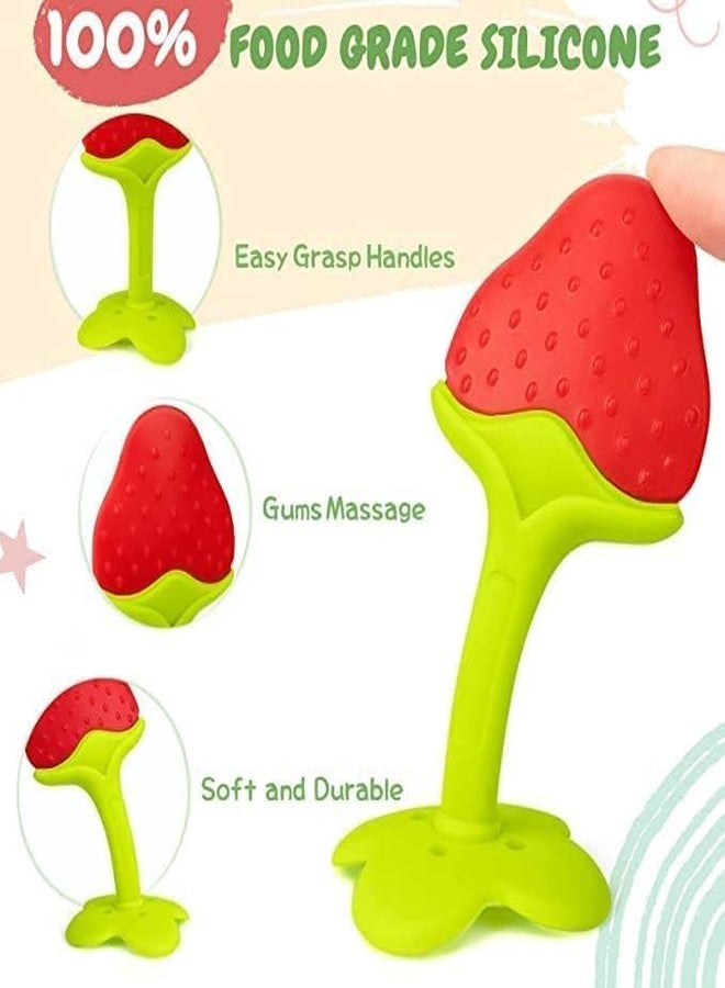 Chopchi Baby Teething Toys for Babie 6 to 12 Months, BPA Free Soft and Textured Fruit Shaped Silicone Teether Relief Soothing Sore Gums Chew Infant Toys (Pack of-1, Red) - Image 2