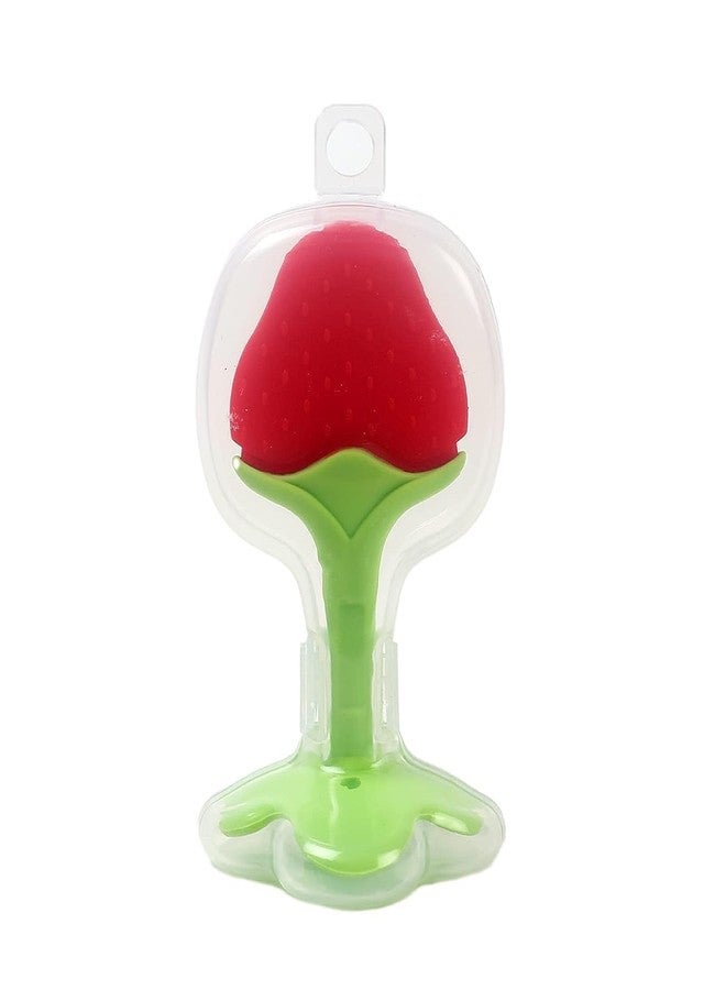 Chopchi Baby Teething Toys for Babie 6 to 12 Months, BPA Free Soft and Textured Fruit Shaped Silicone Teether Relief Soothing Sore Gums Chew Infant Toys (Pack of-1, Red) - Image 1