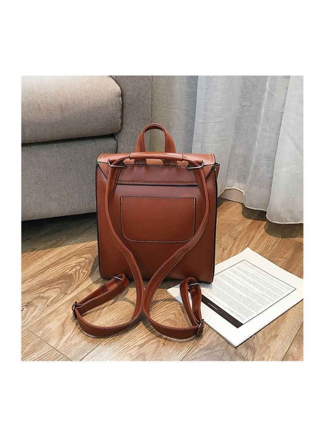 Minimalist Shoulder Backpack Brown - Image 2
