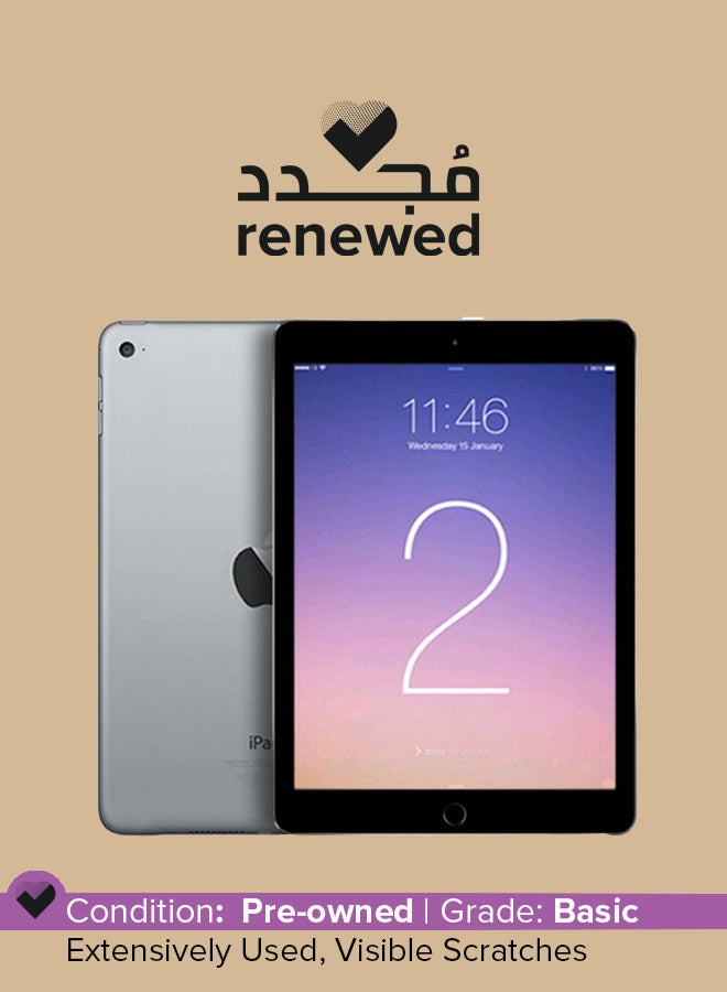 ابل  متجدد - iPad Air 2 مقاس 9.7 بوصات، وسعة 64 جيجابايت، وواي فاي، وشبكة الجيل الرابع، باللون الرمادي الفلكي مع تطبيق FaceTime - Image 1