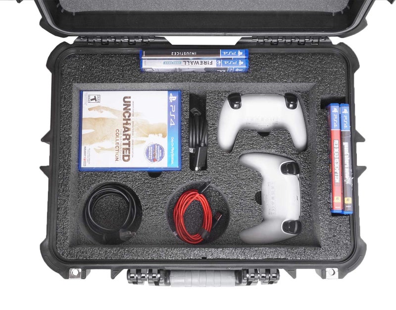 Case Club حقيبة Case Club تناسب (الجيل 1) PS5 - حقيبة سفر صلبة تناسب وحدة تحكم بلاي ستيشن 5، وحدات التحكم، الألعاب، الحامل والإكسسوارات - نظم جهاز PS5 الخاص بك، قرص أو رقمي، في حقيبة حمل وتخزين مقاومة للماء - Image 4