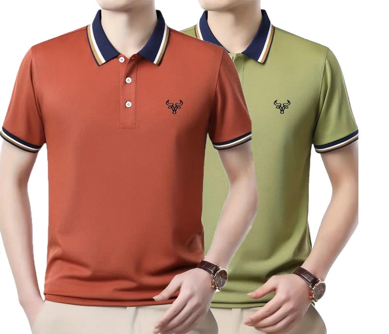 Lymio Polo T Shirt for Men || Men Casual T-Shirt || Polo Available in Combo Pack of 2 (Polo-82-84-Pista-Orange-L) - Image 4