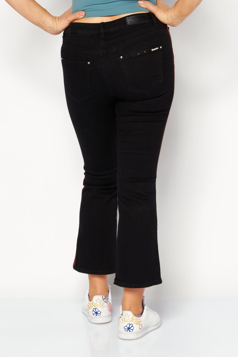 VERO MODA جينز دنيم نسائي بقصة بوت كات، قابل للتمدد، لون أسود - Image 3