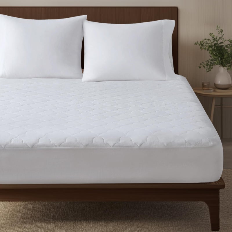 Sleep Philosophy Sleep Philosophy Twin Mattress Pad Cotton Mattress Protector Classic Cloud Quilted Bed Cover All Natural Breathable Mattress Topper Fitted Pocket Fits Up to 16 Machine Washable White  - Image 1