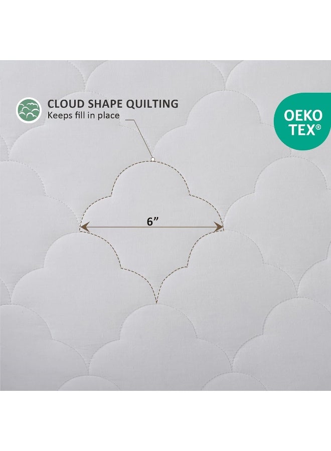 Sleep Philosophy Sleep Philosophy Twin Mattress Pad Cotton Mattress Protector Classic Cloud Quilted Bed Cover All Natural Breathable Mattress Topper Fitted Pocket Fits Up to 16 Machine Washable White  - Image 2