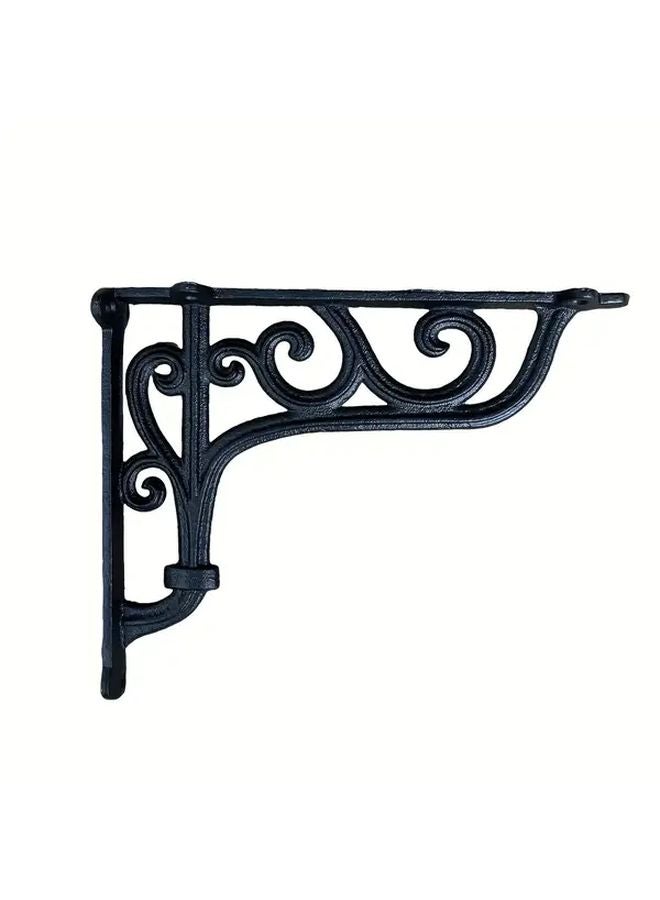 Black Heavy Duty Cast Iron Scrollwork Shelf Bracket 25cm x 20cm Wall Mounted Home Decor - Image 2