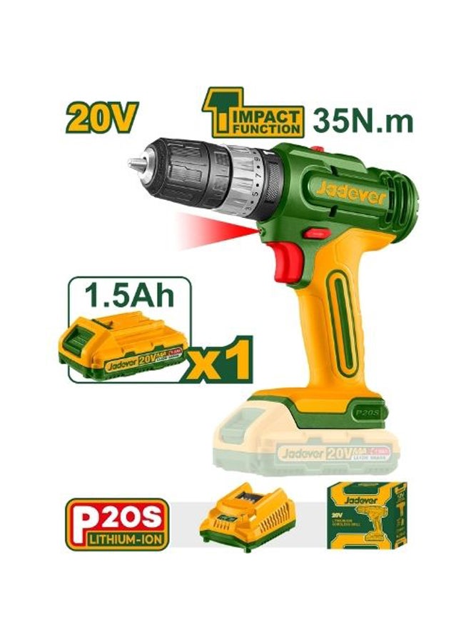 Jadever Drill 20 Volt Impact With Battery And Charger  With Chuck  Jdcdp521 - Image 2
