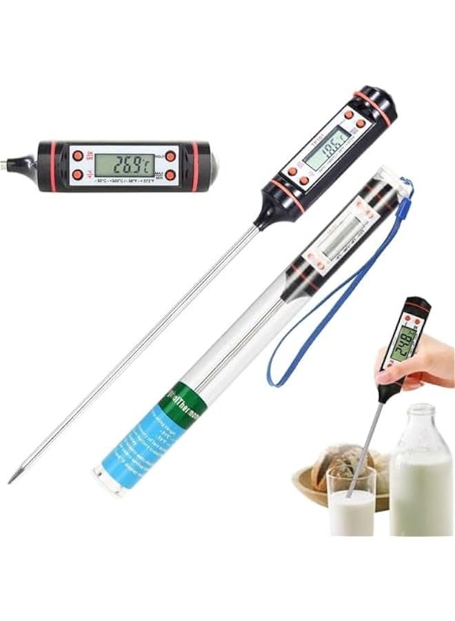 بيوينتي سكيدو ميزان حرارة رقمي للطبخ مع مسبار درجة حرارة طويل - ميزان حرارة رقمي احترافي سريع ودقيق للمطبخ - للحوم والماء والسوائل والشواء والفرن وزيت الشواء (-50 درجة مئوية الى +300 درجة مئوية) درجة مئوية - Image 1