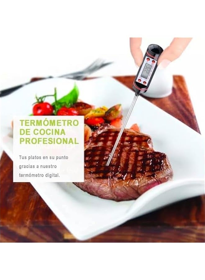 بيوينتي سكيدو ميزان حرارة رقمي للطبخ مع مسبار درجة حرارة طويل - ميزان حرارة رقمي احترافي سريع ودقيق للمطبخ - للحوم والماء والسوائل والشواء والفرن وزيت الشواء (-50 درجة مئوية الى +300 درجة مئوية) درجة مئوية - Image 3