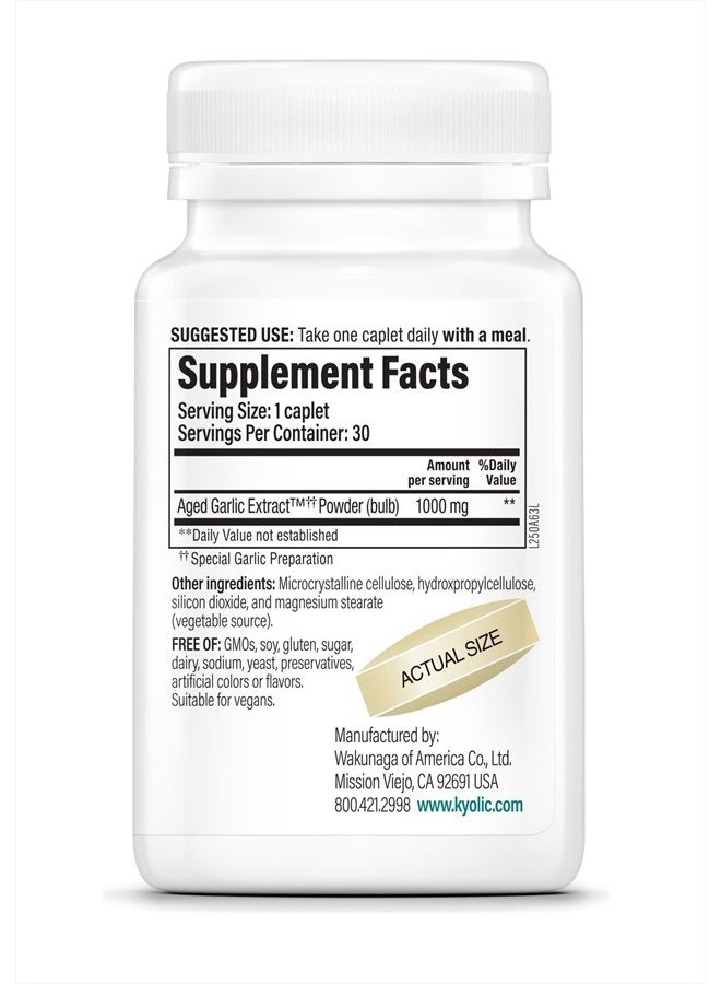 kyolic Aged Garlic Extract Formula 250, Cardiovascular Health, One Per Day, 30 Vegan Capsules (Packaging May Vary)  - Image 3