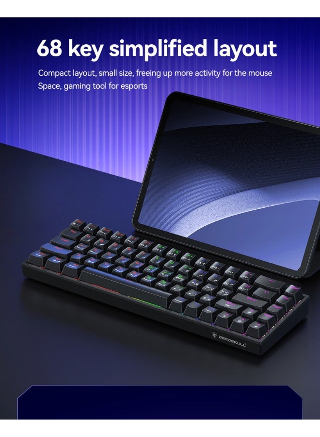 دايد سكل لوحة مفاتيح ميكانيكية للألعاب 68 مفتاح بإضاءة خلفية RGB وحواف رفيعة منفذ USB-C سلكي مضاد للتداخل تخطيط إنجليزي وعربي لألعاب الكمبيوتر والاستخدام اليومي متوافقة مع Windows وMAC OS وLinux - Image 5