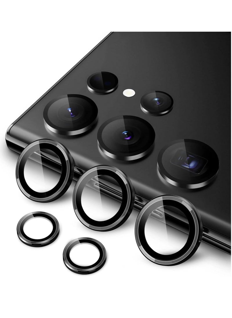 vesus Camera Lens Protector for Samsung Galaxy S23 Ultra 5G 6.8-Inch, 9H Tempered Glass Metal Individual Ring Cover, Easy Installation Tray, HD Clear, Set of 5 (Phantom Black) - Image 1