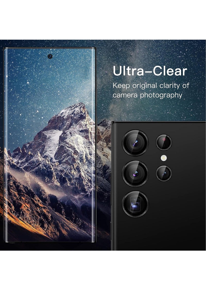 vesus Camera Lens Protector for Samsung Galaxy S23 Ultra 5G 6.8-Inch, 9H Tempered Glass Metal Individual Ring Cover, Easy Installation Tray, HD Clear, Set of 5 (Phantom Black) - Image 3