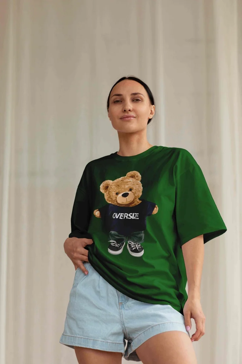 DogFish Women's Dark Green Cotton Crew Neck Crop T-Shirt