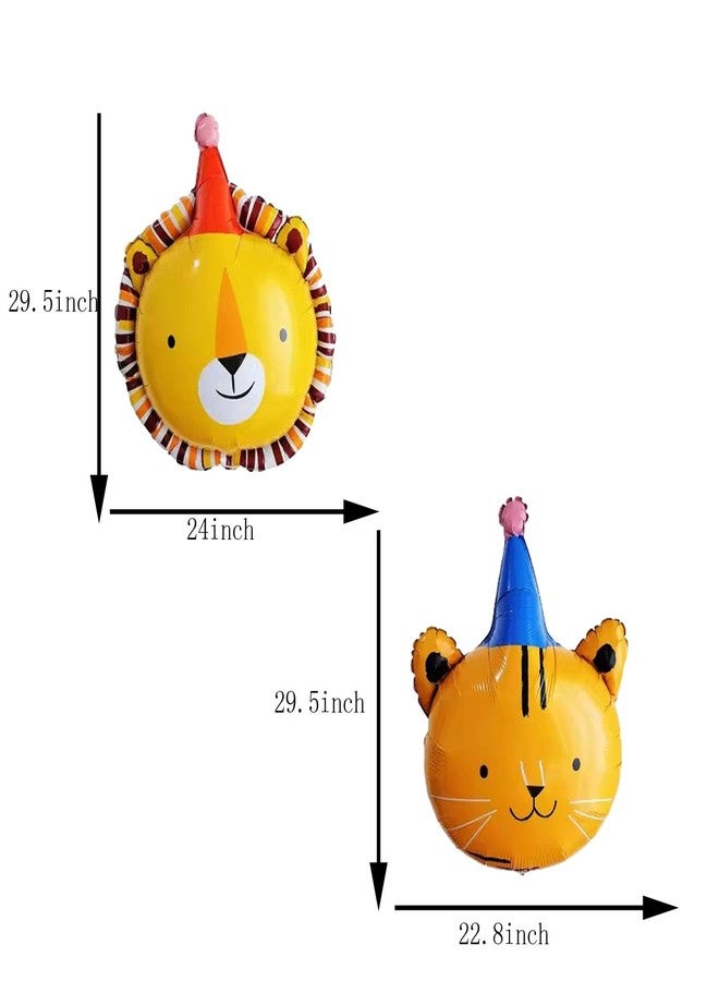 CSTYWC 4PCS Animal Head Foil Balloon Set Lion Bear Monkey Cat Mylar Balloons for Birthday Party Decorations - Image 2