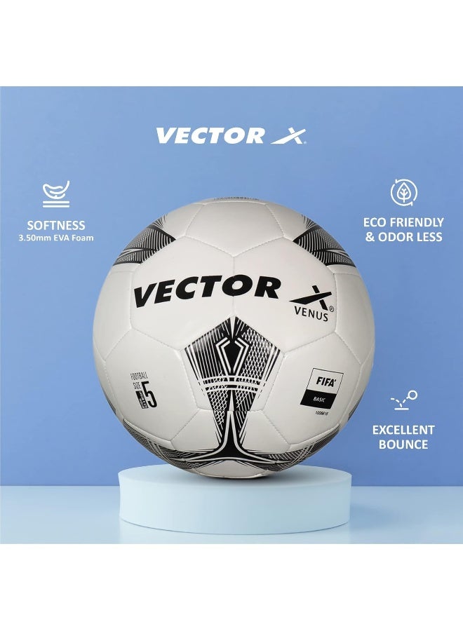 Vector X Venus Football Soccer Ball for Training & Match Play | Size 5 | White/Black - Image 2