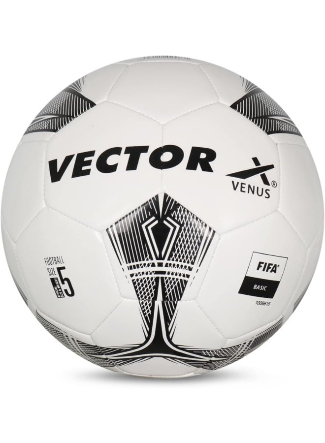 Vector X Venus Football Soccer Ball for Training & Match Play | Size 5 | White/Black - Image 1