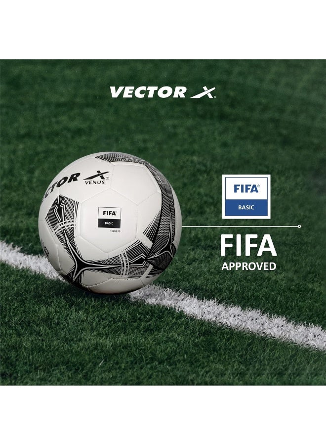 Vector X Venus Football Soccer Ball for Training & Match Play | Size 5 | White/Black - Image 5