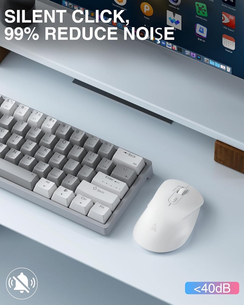 SOLAKAKA SM66 White Silent Dual Mode 2.4GHz Wireless Mouse, Adjustable 4800 DPI, Rechargeable Computer Mouse for PC, Mac, Laptop, Desktop - Image 5