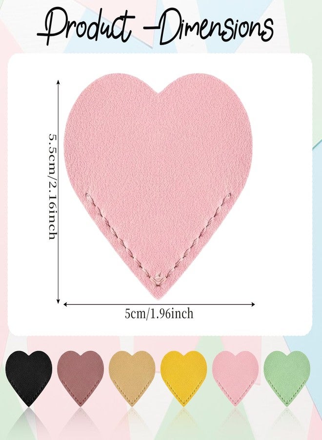 Jeffdad 6pcs Leather Heart Bookmark, Cute Corner Page Bookmarks for Women Portable Book Marks Book Accessories for Teachers Students Book Reading Lovers Thank You Gifts - Image 2