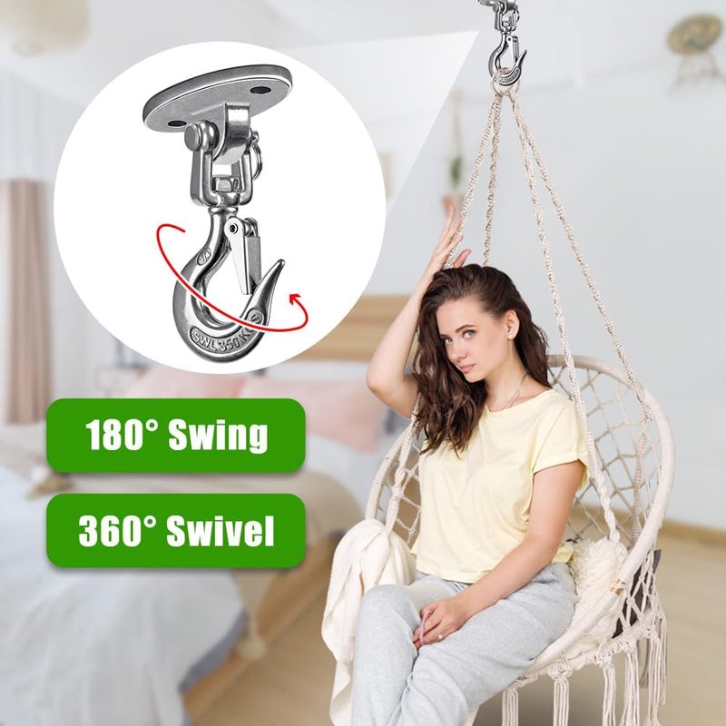 BeneLabel حامل أرجوحة السقف مع خطاف دوار 360° سعة 1000 رطل معدات الأرجوحة من الفولاذ المقاوم للصدأ لتركيب أرجوحة معلقة، حرير جوي، أرجوحة، أرجوحة شرفة، حقيبة ثقيلة - Image 2
