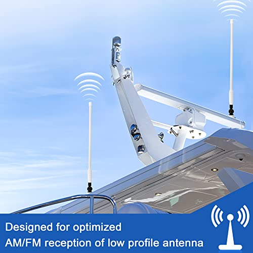 Anina 16 Inch Marine Trailer RV Radio Antenna Rubber Flexible Aerial Mast for Car Truck Boat ATV UTV Caravan Motorhome Motorcycle Radio FM/AM Reception Top Or Side Mount Rubber Antenna (White) - Image 2